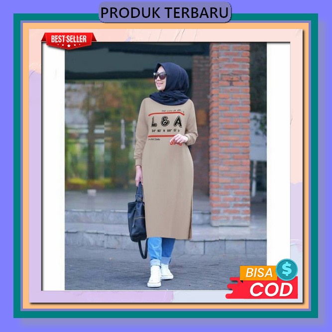 Long Tunik Mesa Terbaru 2022 / Baju Kondangan Dewasa Kekinian / Tunic Muslim Hijab Hits Lengan Panja