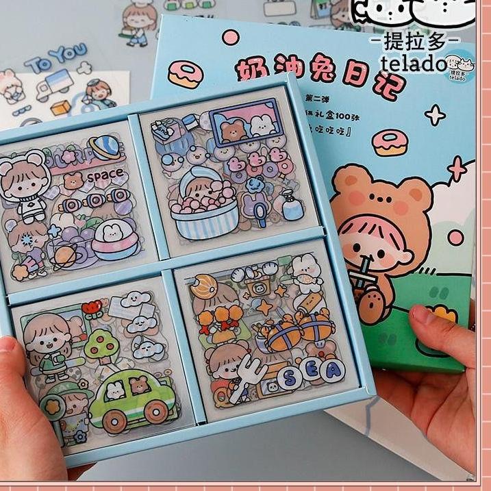 

TREN MASA KINI 100 Lembar Stiker Gelas/HP/Buku Motif Kartun Korea Lucu Anti Air Dekorasi Handbook Scrapbook DIY DMJ RT4;