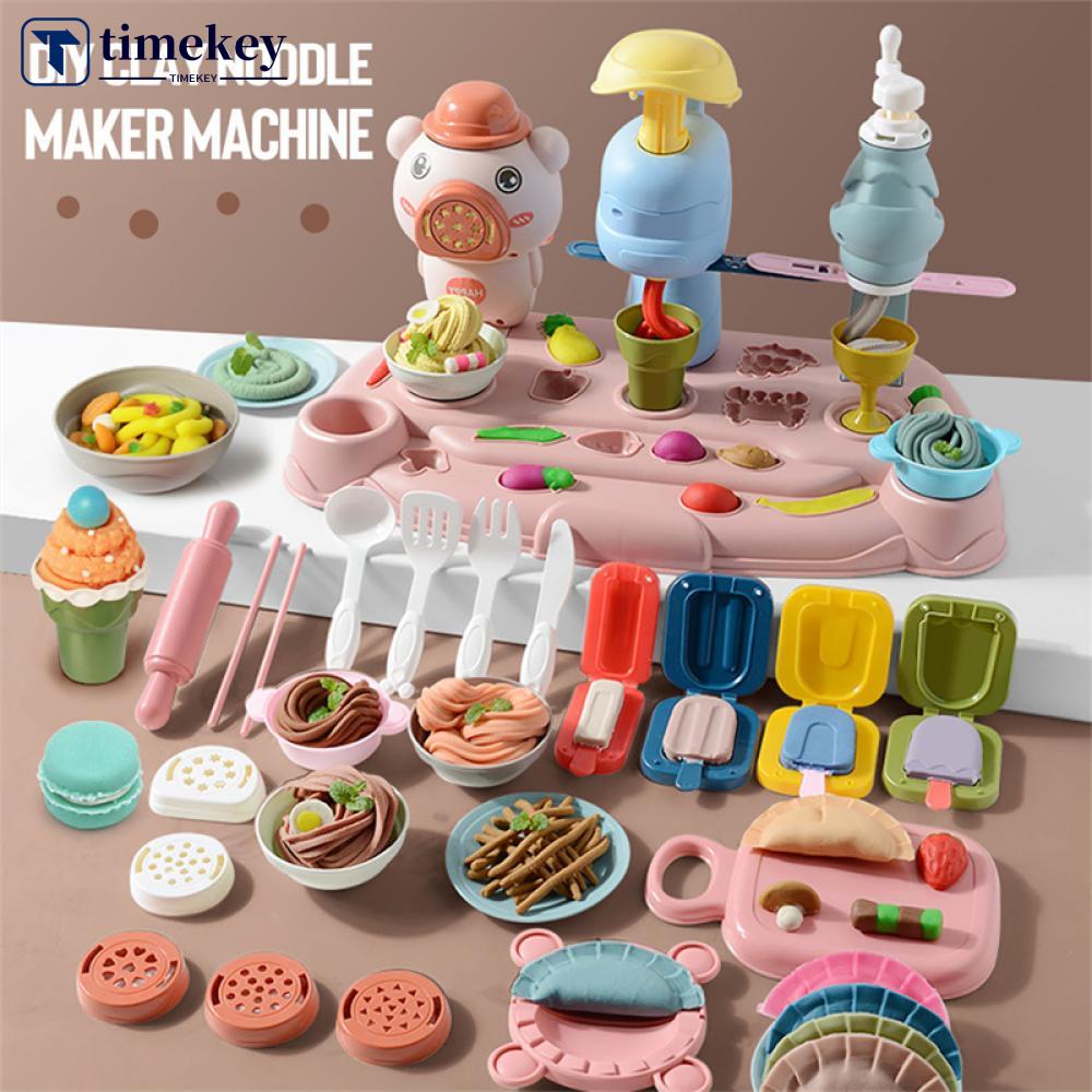 Timekey 18 /19/26Pcs Anak-Anak DIY Warna Clay Noodle Maker Machine Plastisin Alat Set Clay Art Simulasi Dapur Pretend Play Mainan J6U8