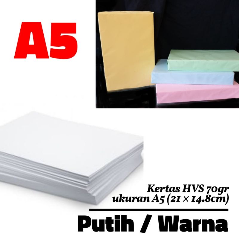 

Kertas HVS 70 gsm uk. A5 | isi 500 lembar