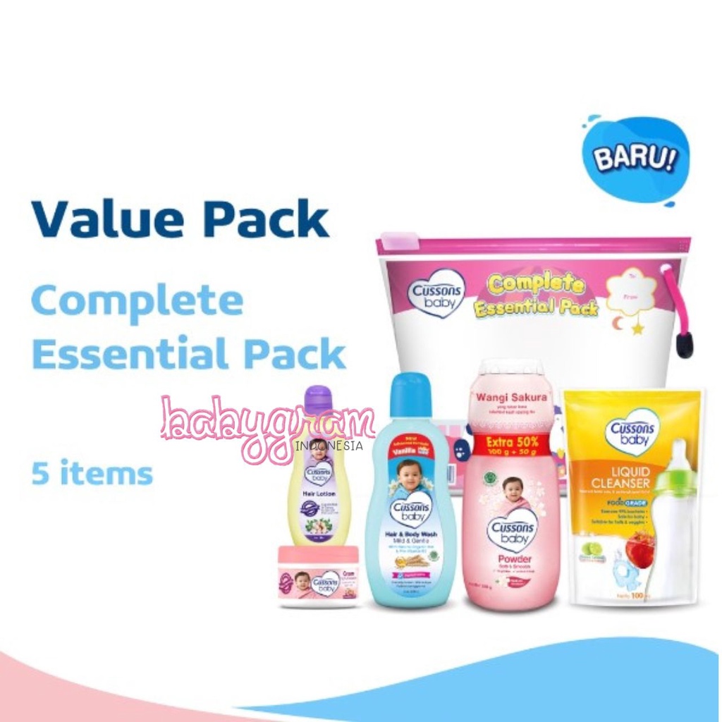 Cussons Baby COMPLETE ESSENSIAL PACK Gift Bag Set Hadiah isi 5