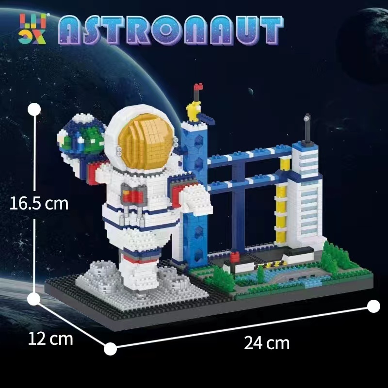 Mainan Balok Susun Astronaut Lampu Model DIY Blok Bangunan Bata Kit Anak Anak Set Hadiah dan Pajangan