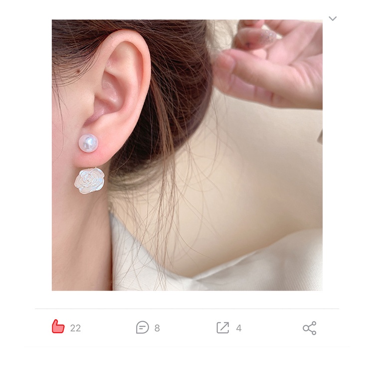 S925 Perak Jarum Anting Mutiara Perempuan Gaya Baru Trendi Influencer Niche Desain Anting-Anting Cahaya Mewah Temperamen Anting Bunga