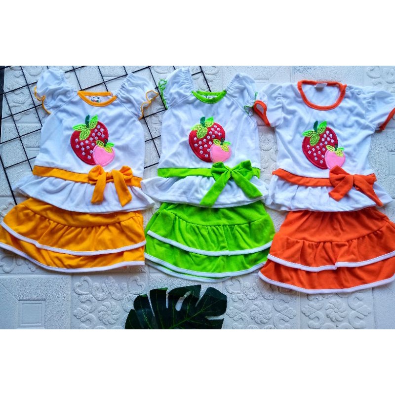 Setelan Baju Bayi Perempuan 3-18 bulan syifana / setelan rok Anak bayi Usia 3-18 Bulan Lucu Murah Berkualitas