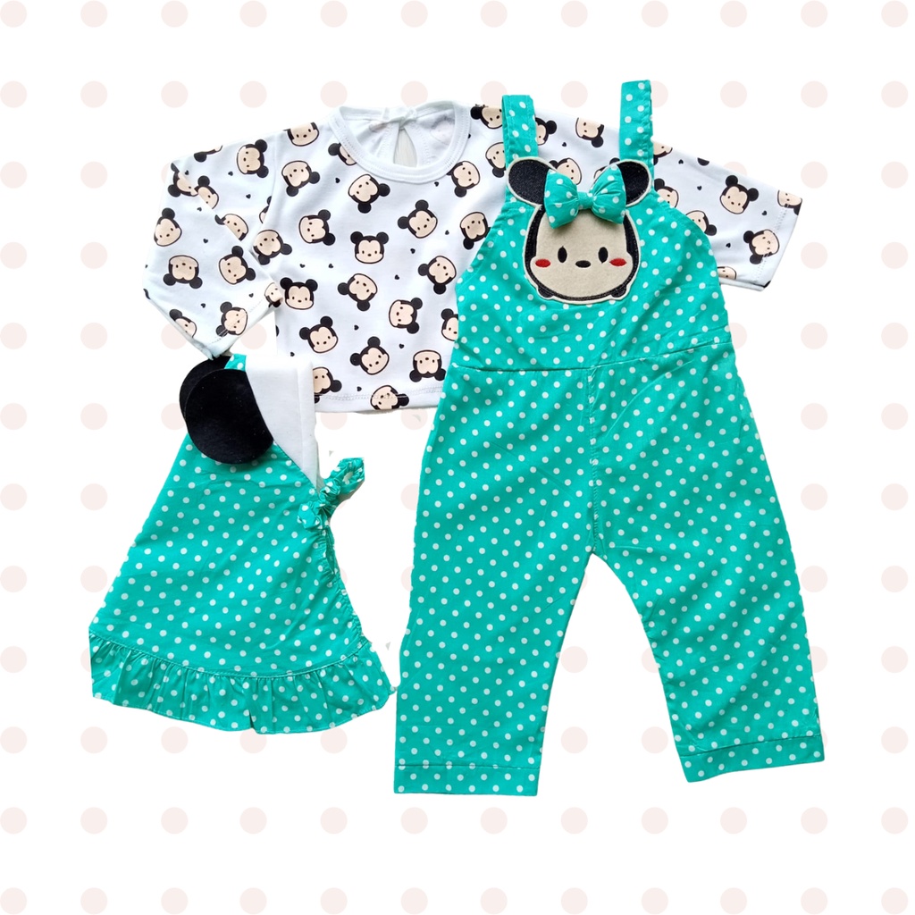 Miiiniie polkadot jumpsuit gamis  set pakaian bayi anak fashion overall setelan overall gamis anak perempuan baju muslin anak balita baby 6 12 18 bulan