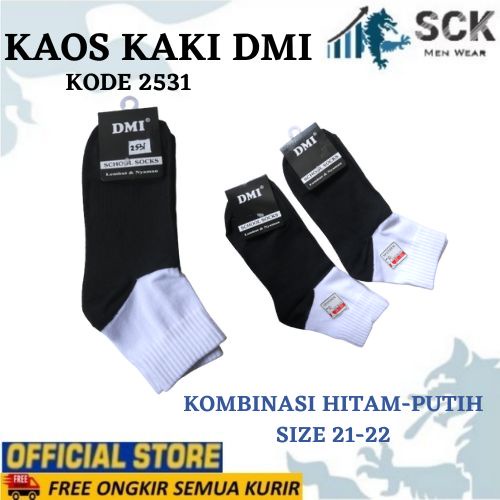 Kaos Kaki Sekolah Panjang DMI 2531 Polos Hitam Casual Premium / Kaus Kaki Sekolah SD SMP DMI 2531