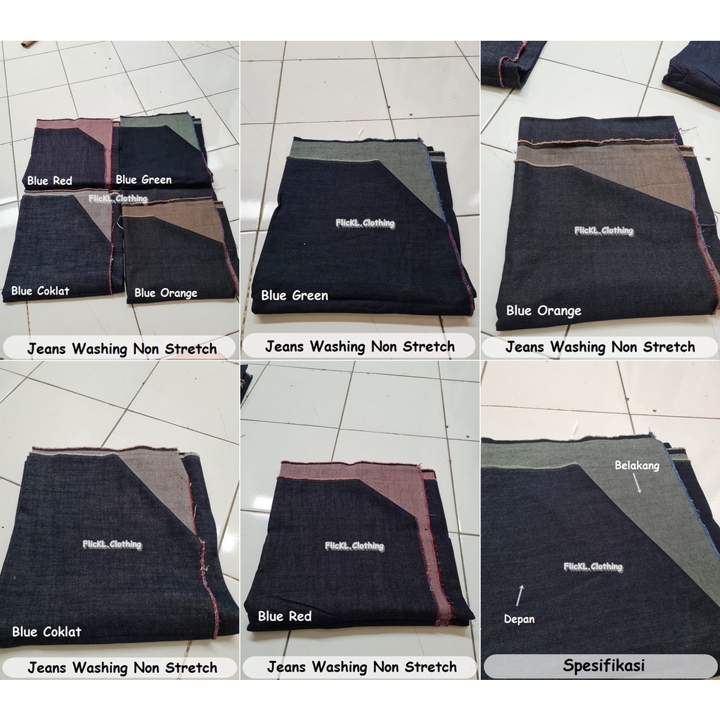 Bahan Kain Jeans Wash Non Stretch  Denim Wash Denim Washing Jeans Washing Tidak Melar Ukuran 1.25 M