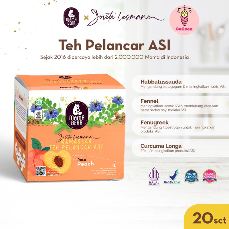 Minuman Teh Herbal Pelancar Asi Ibu Hamil Mama Bear Mamabear Peach