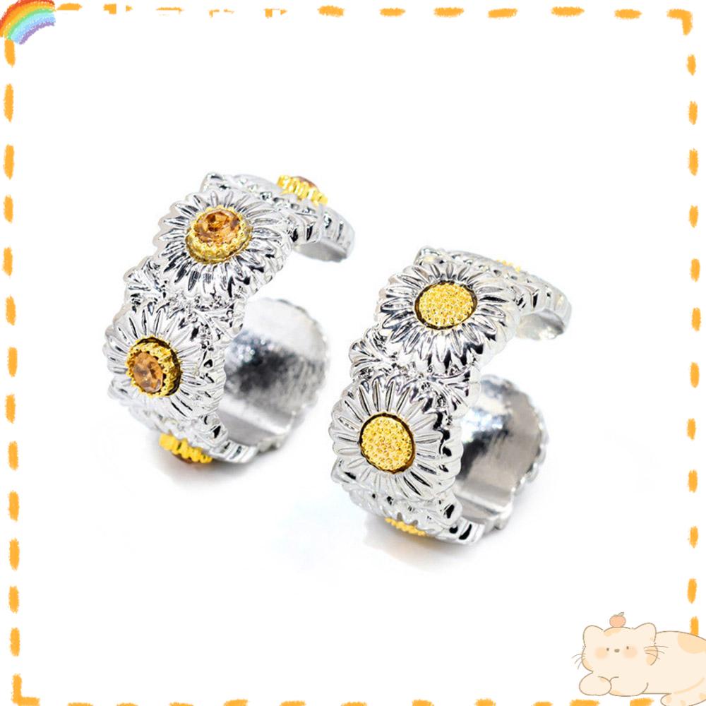 Solighter Daisy Rings Pria Dan Wanita Cincin Bunga Gothic Hip Hop Terbuka Dapat Disesuaikan