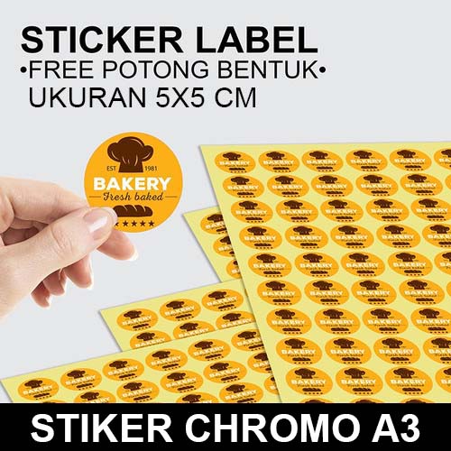 

PRINT/CETAK STIKER CUTTING LABEL PRODUK / MAKANAN / MINUMAN / SOUVENIR BULAT A3