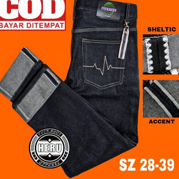 Rekomendasi Denim Raw Pria 16.oz Fuckmous Apparel ✅ Denim Selvedge Black Indo - Celana Denim Selvedg