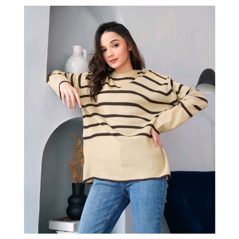 Haru Knit Oversize Sweater / Sweater Wanita / Atasan Wanita Panjang