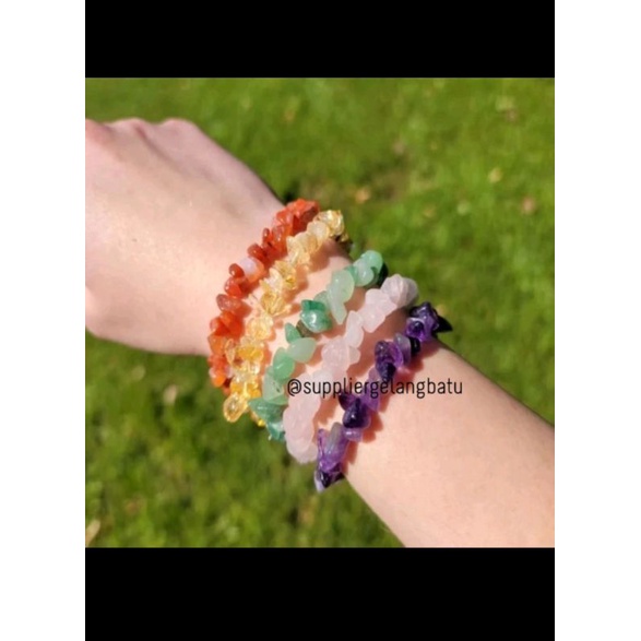 Gelang Batu Alam Giok Kristal Asli Wanita Stone Crystal Bracelet Swarovski