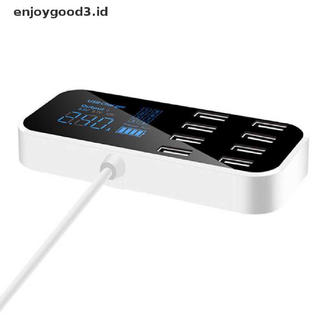 [Rready Stock] USB 8port Adaptor Charger Mobil Smart LED Display Charging Station (ID)