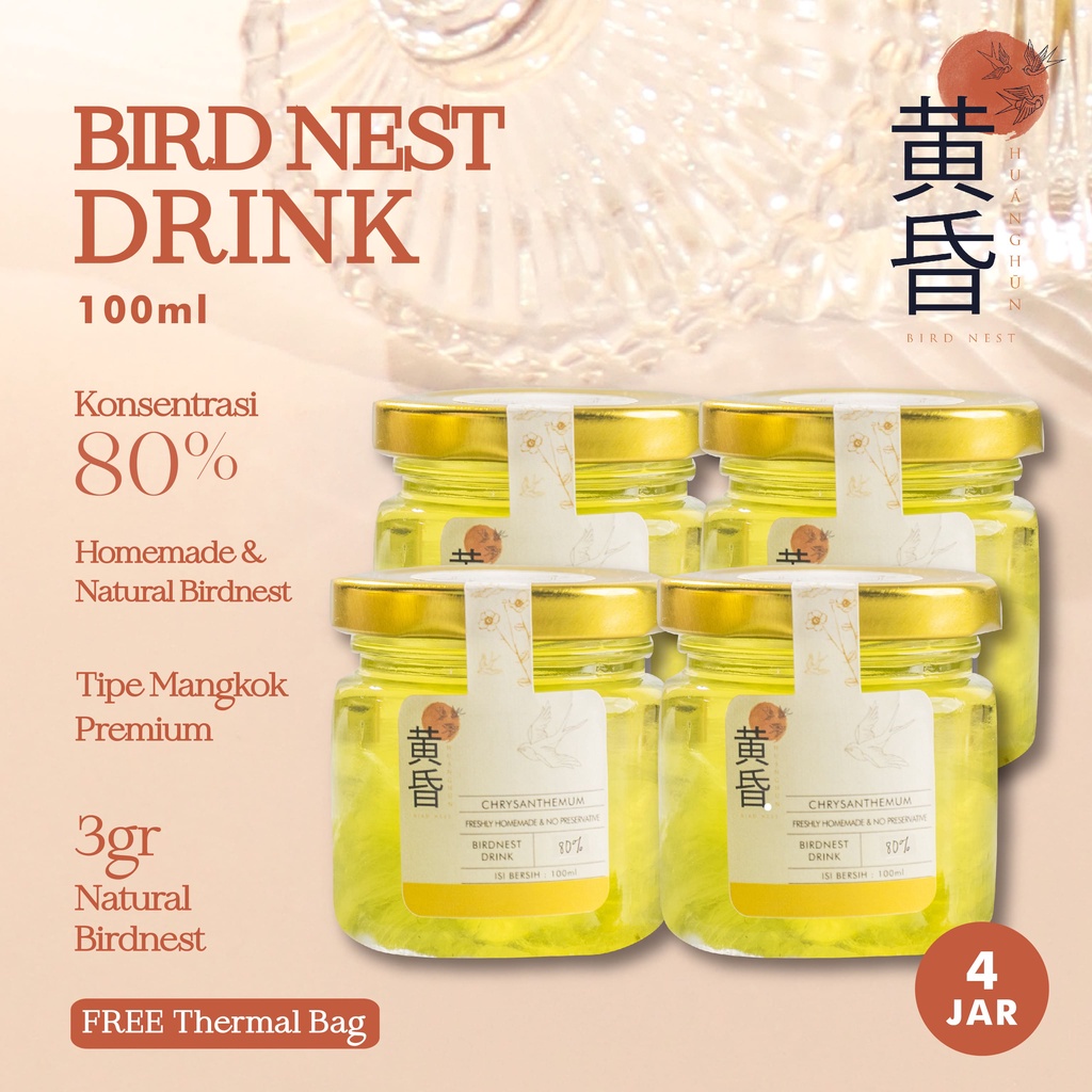 

PAKET MINUMAN SARANG BURUNG WALET(100ml - 3gr bird nest SANGAT KENTAL DAN BERSERAT) - HUANGHUN BIRDNEST
