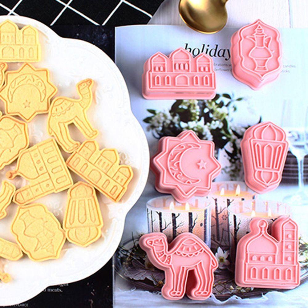 Solighter 6pcs/set Cetakan Kue Fondant Makanan Eid Mubarak Islam Muslim Festival Cookie Cutter