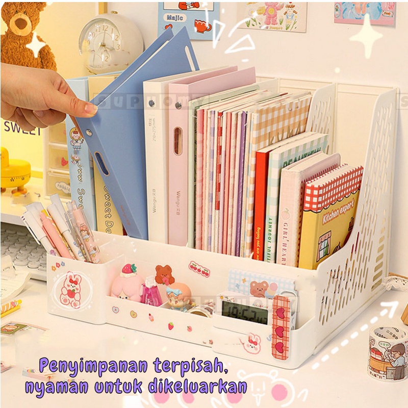 Rak Buku Rak Penyimpanan desktop organizer file organizer Box File Rak pena