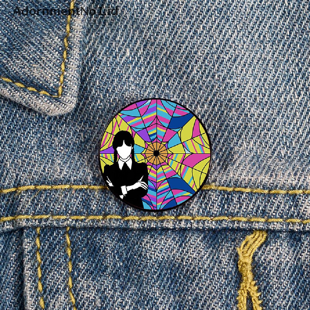 [AdornmentNo1] Nevermore Enid &amp; Wednesday Rain window Addams Pin Custom Bros Baju Kerah Guru tote Bag Ransel Badge [ID]