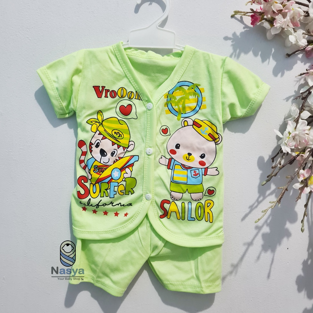(EL-002) Setelan Baju Bayi kancing / Pakaian Laki Perempuan Unisex Murah untuk Newborn