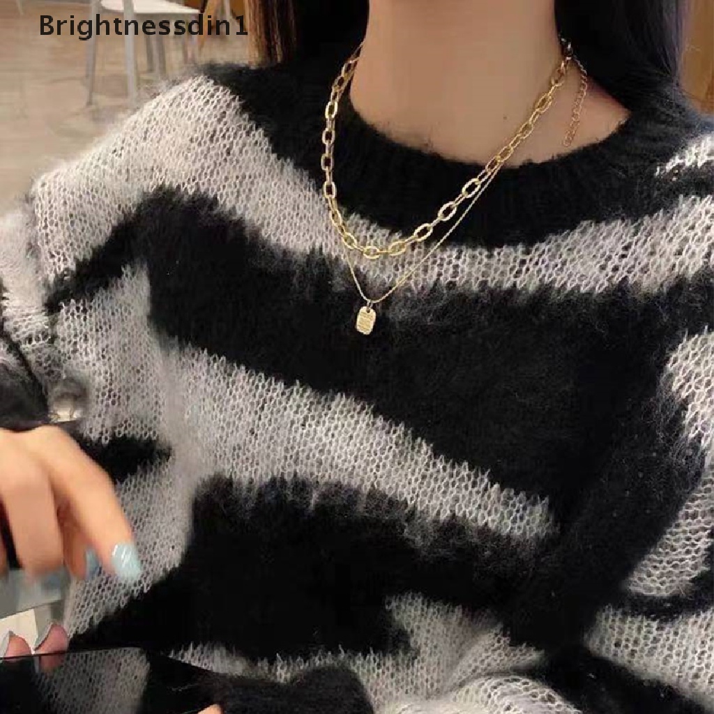 [Brightnessdin1] Retro Emas Multilayer Rantai Kalung Elegan Choker Kalung Wanita Aksesoris Hadiah Butik