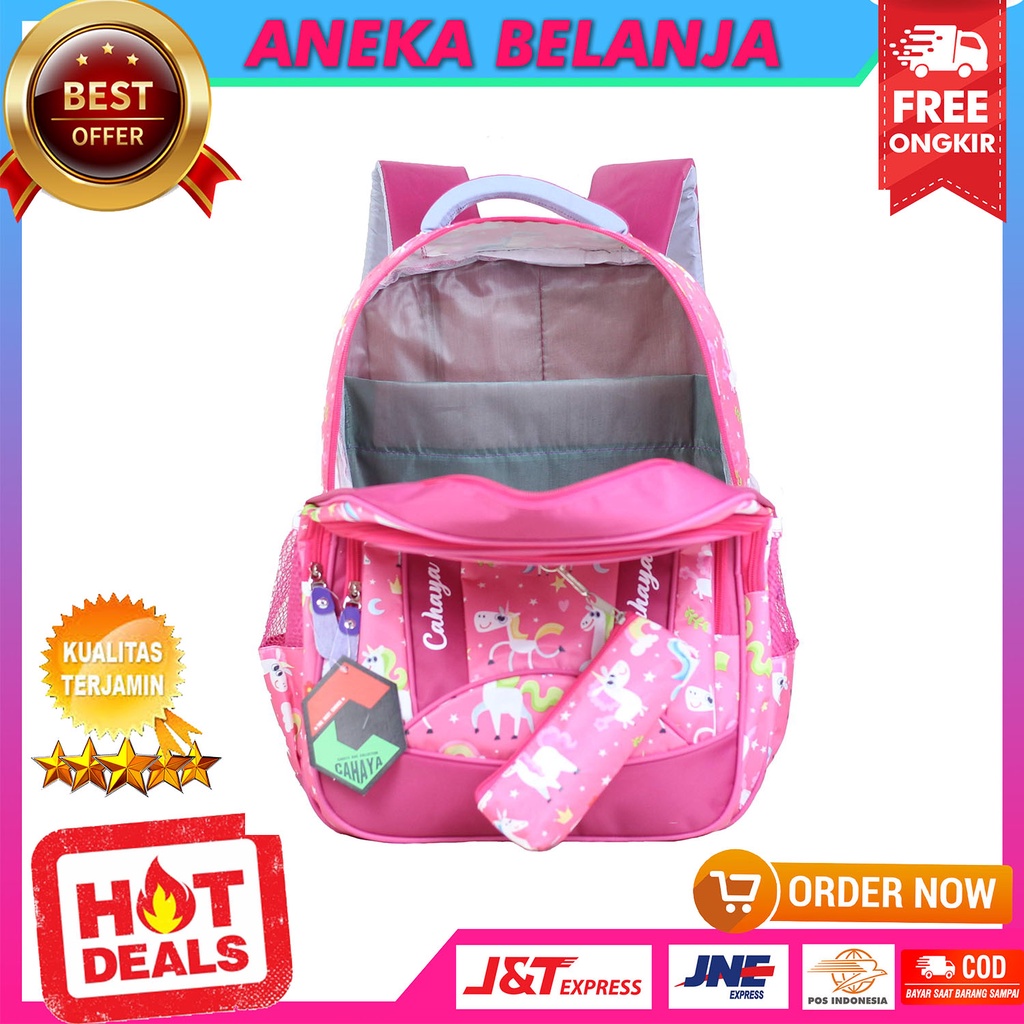 Tas Ransel Anak Perempuan Cahaya Kuda Pony Pink TK SD SMP Backpack Sekolah Anak Cewe Lucu Imut Bagus Multifungsi Free Raincover Dan Tempat Pensil Tas Traveling Girls Bahan Awet Tebal Harga Termurah Terlaris Kualitas Import