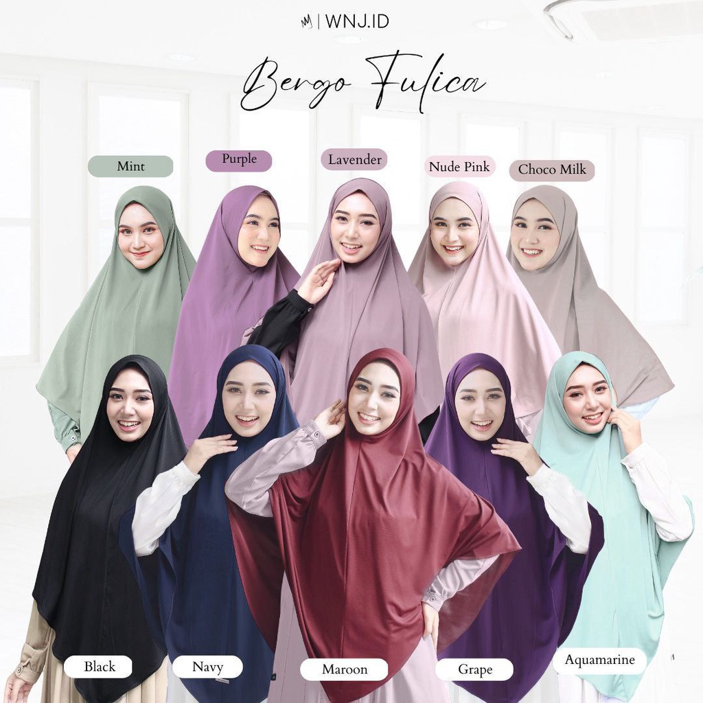 WNJ BERGO FULICA JERSEY ITY WHY UKURAN M L XL  JILBAB INSTAN WANOJA ADEM &amp; LEMBUT