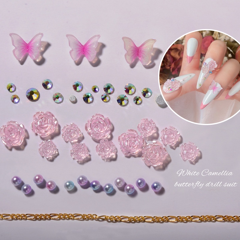 Ornamen Manik-Manik Bunga 3D Bahan Akrilik Untuk Dekorasi Nail Art