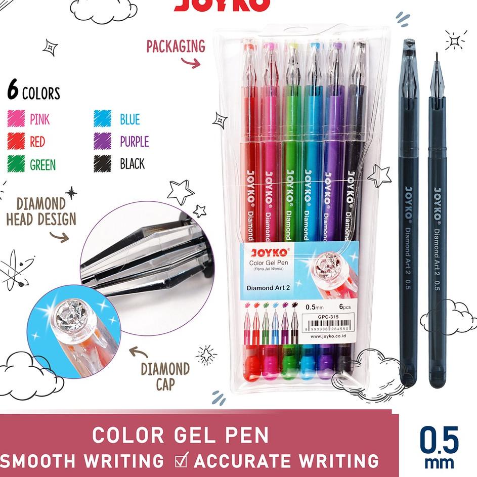 

Garansi Tukar Baru Color Gel Pen Pena Jel Warna Joyko GPC-315 Diamond Art2 6 Warna 0.5 mm