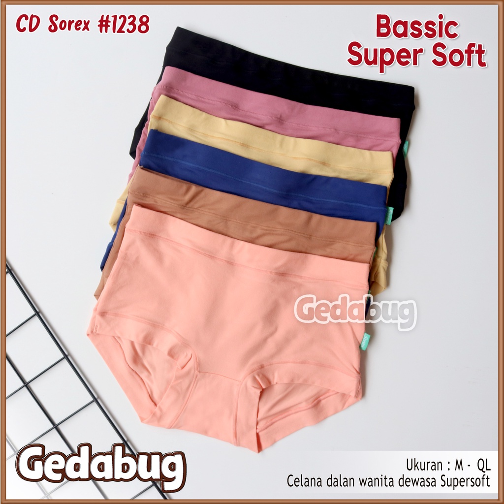 6 Pcs - CD Sorex 1238 SuperSoft | Celana dalam wanita dewasa Bassic Sorex | Gedabug