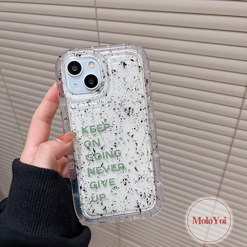 IPHONE Art Speckle Ink Pattern Simple Letter Casing Kompatibel Untuk Iphone11 7 8 Plus14 13 12 Pro MAX XR 6 6S X XS MAX Shockproof Airbag Transparan Bening Soft Case