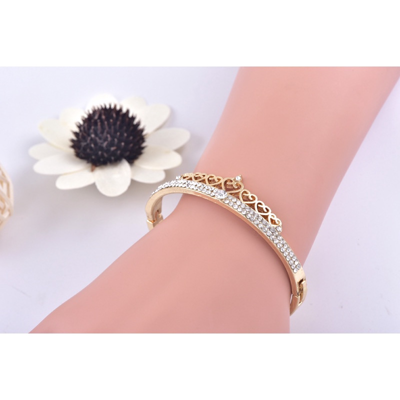 Gelang Bangle Desain Mahkota | Gelang Kristal | Aksesoris Wanita | Sendok Garpu Bahan Stainless Steel