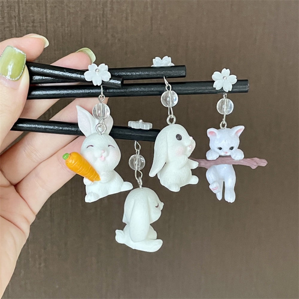 Deartiara2023 Indah Kelinci Beruntung Jepit Rambut Perempuan Sederhana Modern Jepit Rambut Kartun Antik Jepit Rambut