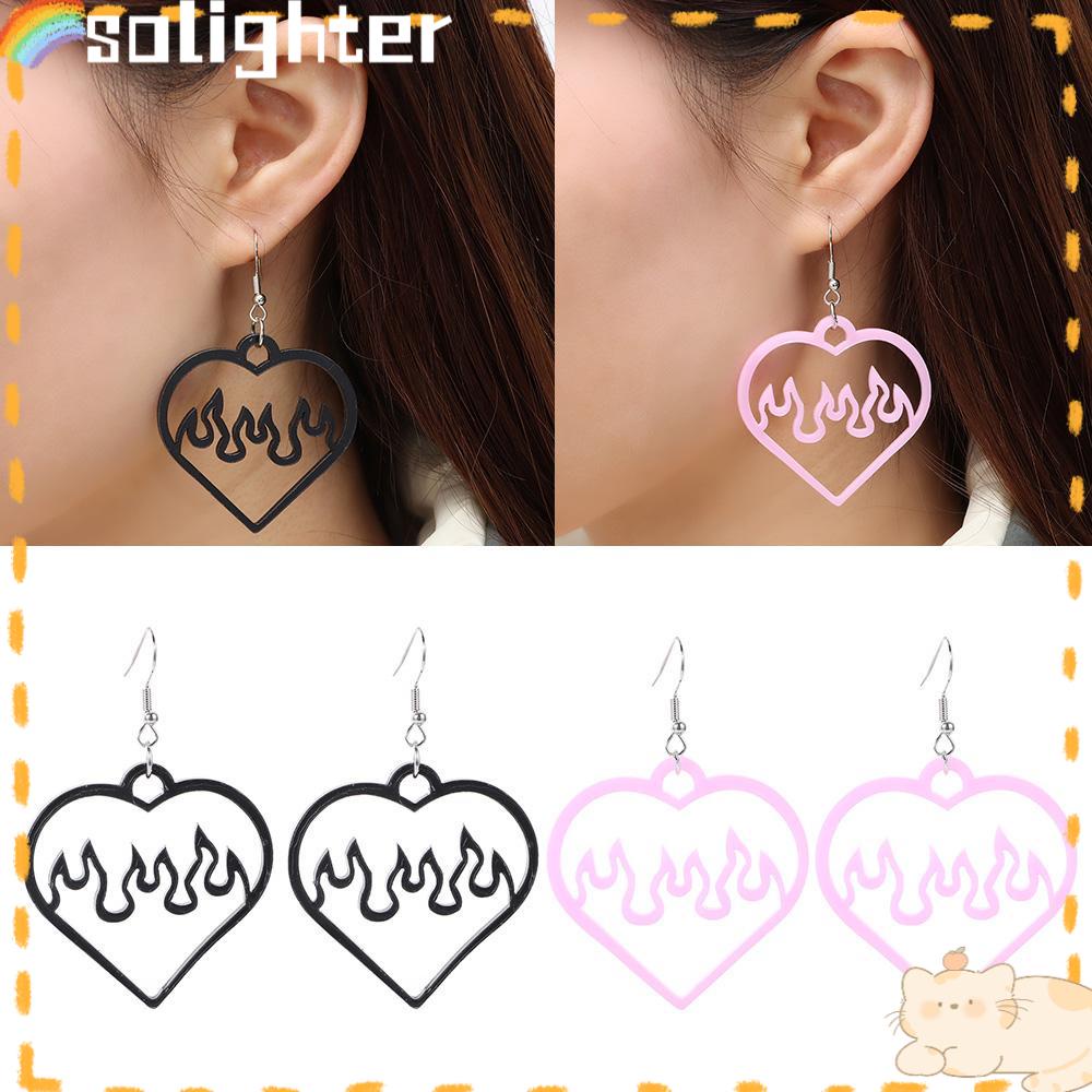 Solighter Acrylic Womens Earrings Perhiasan Liontin Lucu Anting Berongga Keluar