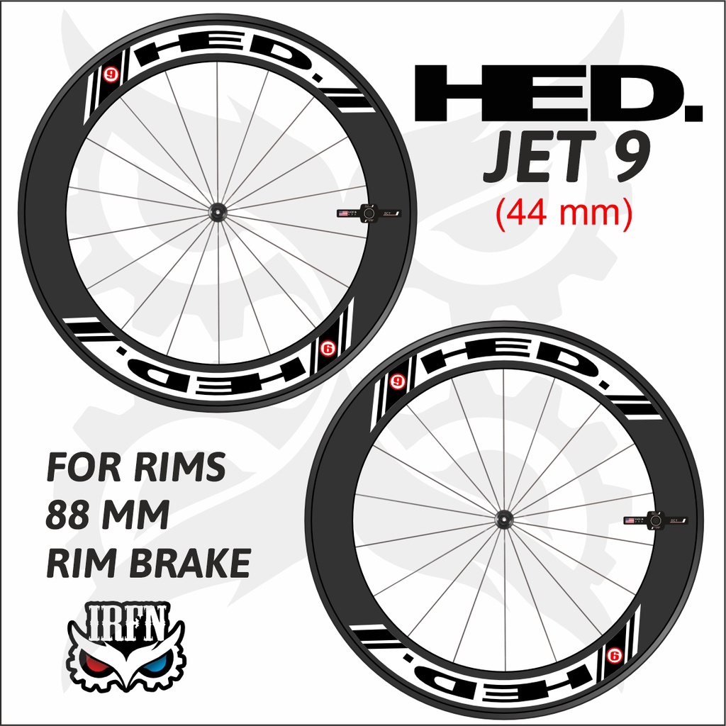 Stiker Decal Rim HED Jet 9 lebar 44mm