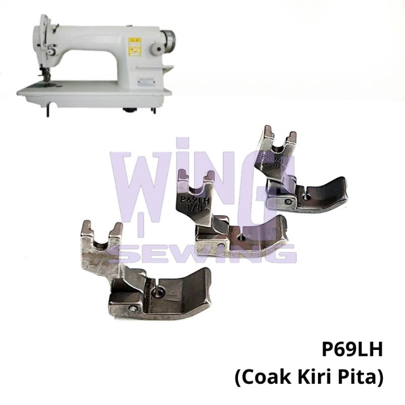 P69LH 1/4 6mm Sepatu Coak Kiri Pita Paiping Mesin Jahit Industri
