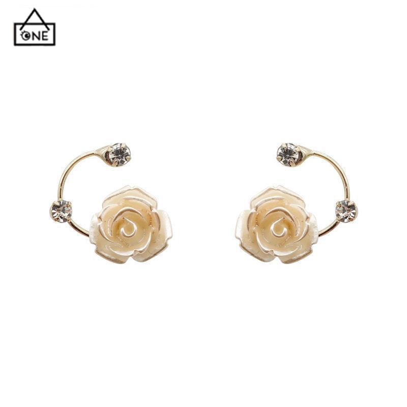 COD❤️Anting Berlian S925 Perak Pengadilan Vintage Mawar Elegan Lembut Temperamen Estetika-A.one