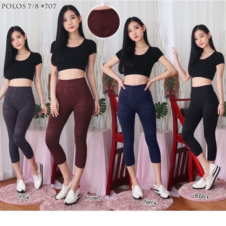 Elfashion Premium Legging 7per8 Polos Import Tebal | Legging Pendek Polos 7/8 | Legging 7/8 Jumbo ..
