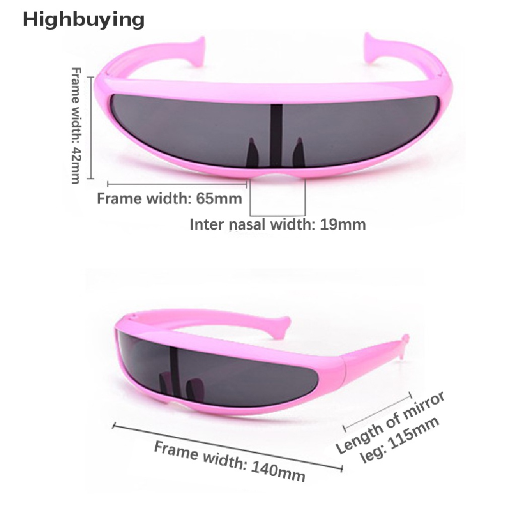 Hbid Novelty Futuristik Mirrored Sunglasses Personality Fashion Alien Kacamata HD Lensa Cermin Eyewear Glasses Untuk Perlengkapan Pesta Lucu Glory