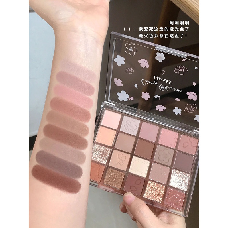 DIKALU EYESHADOW CHERRY BLOSSOM GLITTER MATTE EYESHADOW 20 WARNA NUDE EYESHADOW PALETTE KODE DKL - 055