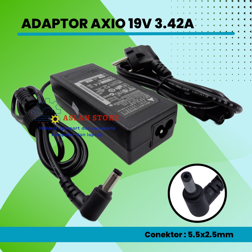 ORIGINAL Adaptor Adapter Charger Casan Axioo Zyrex (DELTA) 19V - 3.42A