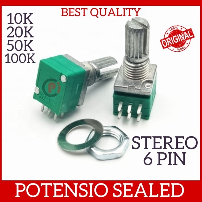 RK097G-6 Potensiometer Stereo 6 Pin Audio Sealed Potensio 6P RV097NS