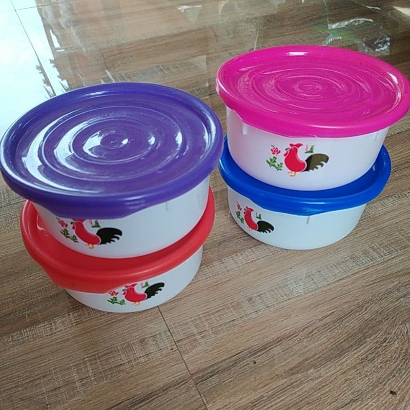 Mangkok plastik jago plus tutup,toples rice bowl jago