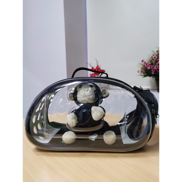 Terlaris Tas Selempang Transparan Anjing Kucing Warna Abu Abu C006