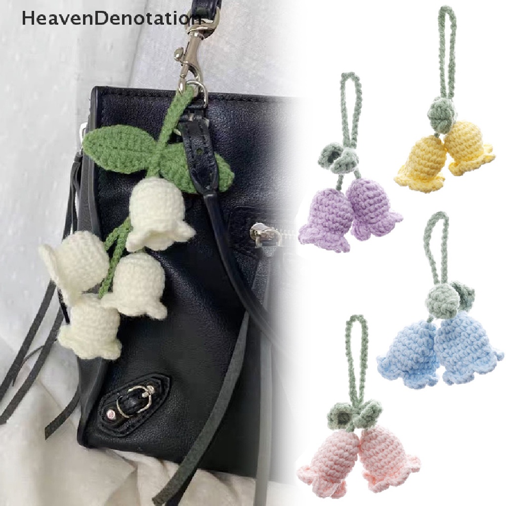 [HeavenDenotation] Handmade Bunga Rajutan Gantungan Kunci Keyring Wanita Kaitan Bunga Daun Tas Liontin HDV