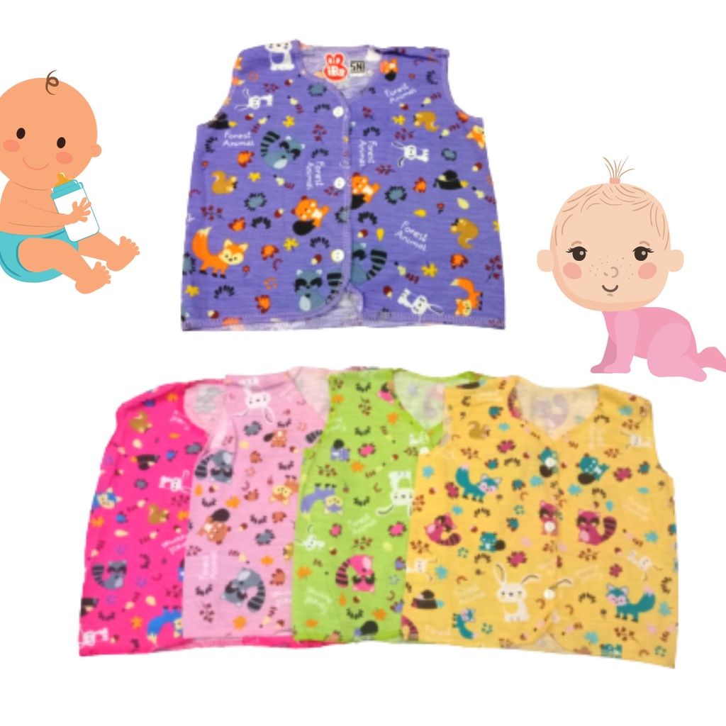 BAJU BAYI TANPA LENGAN TC KATUN TEBAL IBA ISI 6PC SNI 445300