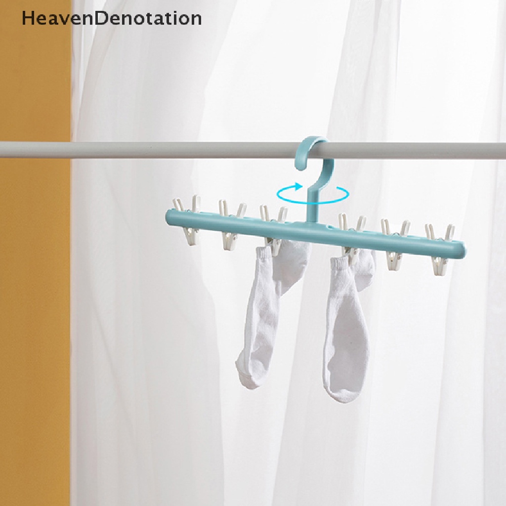 [HeavenDenotation] 6jepit Multi-Fungsi Rak Pengering Untuk Kaos Kaki Bra 360derajat Rotag Gantungan Baju Windproof Jepitan Drying Hanger HDV