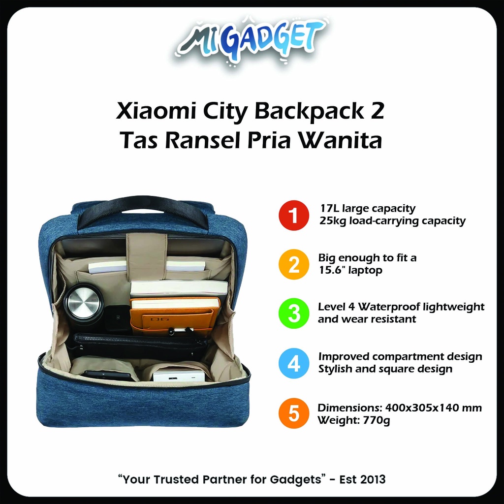 Xiaomi City Backpack 2 Tas Ransel Pria Wanita Tas Punggung Laptop Bag