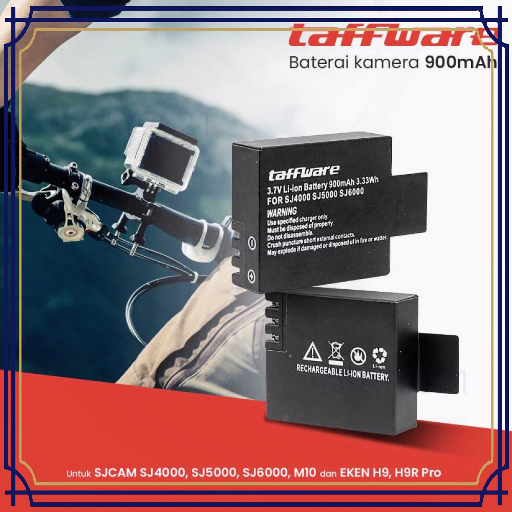 Taffware Baterai SJ4000 SJ5000 SJ6000 M10 EKEN H9 H9R Pro 900mAh