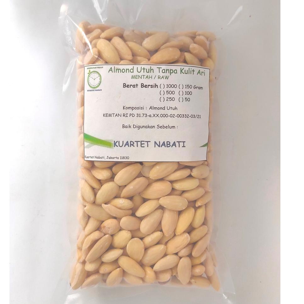 

℗ 1000gr Almond Utuh Mentah Tanpa Kulit Ari/ Raw Almond Whole Skinless Size Besar 27-30 ♀