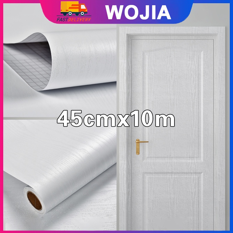 Wallpaper White Wood Urat Kayu Putih 45cmx10m Sticker Dinding WPS037 Wojia